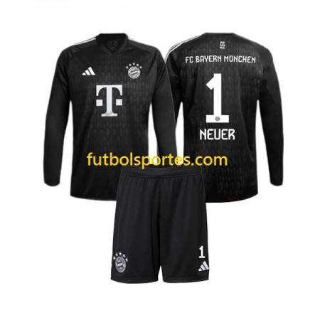 Camiseta FC Bayern de Múnich Manuel Neuer 1 Portero Niño Primera Equipación 2023/2024 Manga Larga